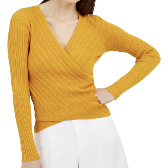 INC International Concepts Surplice Textured Blouse Sz: M NWT $69 - Picture 1 of 11